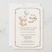 Cute Retro Teddy Bear, Boy Baby shower Kaart (Voorkant)