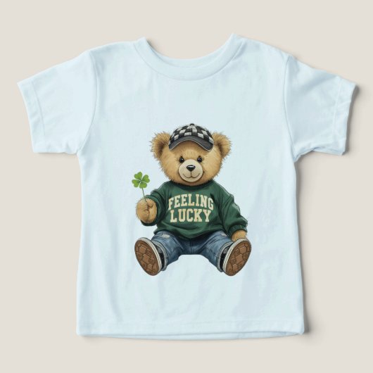 Cute Retro Teddy Bear Feeling Lucky St. Patrick's  (Design voorkant)