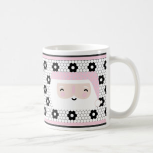 Cute Retro Tile Pink Kerstmis Koffiemok