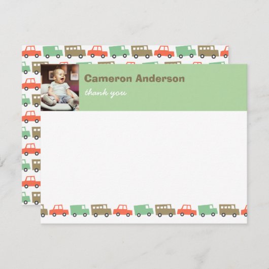 Cute Retro Transport Jongens Speelgoed Kinderen Ve Bedankkaart (Voorkant / Achterkant)