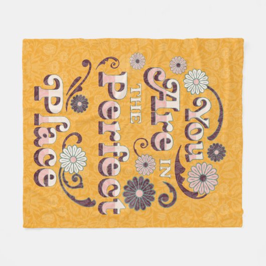 Cute Retro Typography Inspirerend Quote Yellow Fleece Deken (Voorkant (Horizontaal))