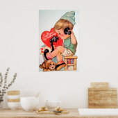 Cute retro  Valentijn boy poster (Keuken)