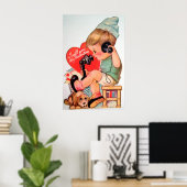 Cute retro  Valentijn boy poster (Thuiskantoor)