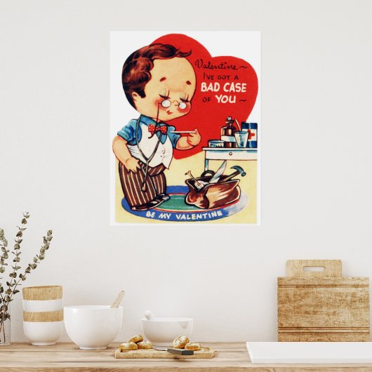 Cute retro  Valentijn Doctor poster (Keuken)