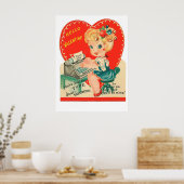 Cute retro Valentijn Holiday poster (Keuken)