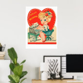 Cute retro Valentijn Holiday poster (Thuiskantoor)