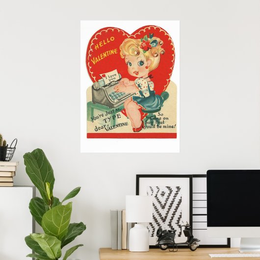 Cute retro  Valentijn Holiday poster (Thuiskantoor)