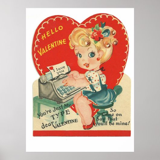 Cute retro Valentijn Holiday poster (Voorkant)