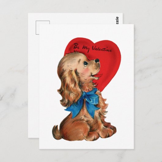 Cute retro  Valentijn hond Briefkaart (Voorkant / Achterkant)
