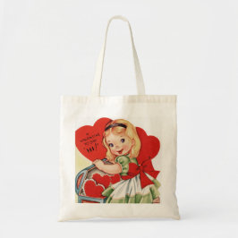 Cute retro  Valentijn party canvas tas