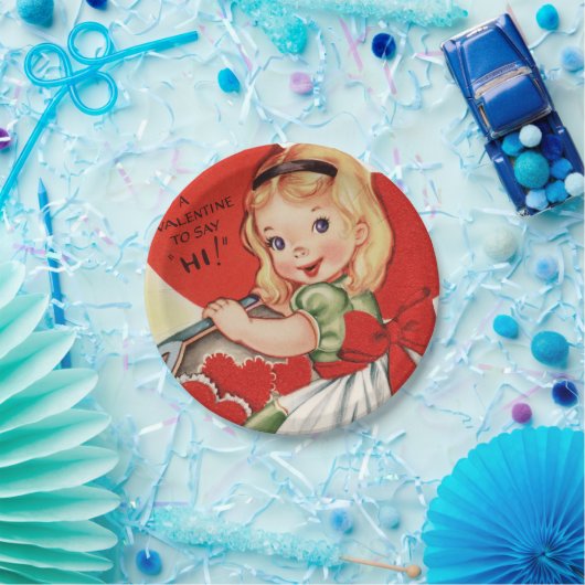 Cute retro Valentijn party Papieren Bordje (Feest)