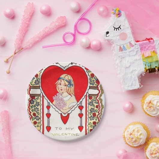 Cute retro  Valentijn party Papieren Bordje (Feest)