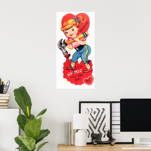 Cute retro  Valentijn poster (Thuiskantoor)