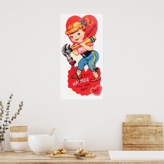 Cute retro  Valentijn poster (Keuken)