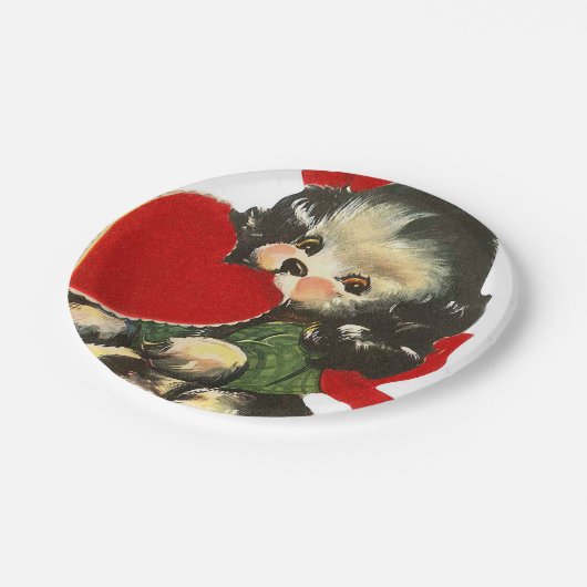 Cute retro  Valentijn puppy party Papieren Bordje (Gekanteld)