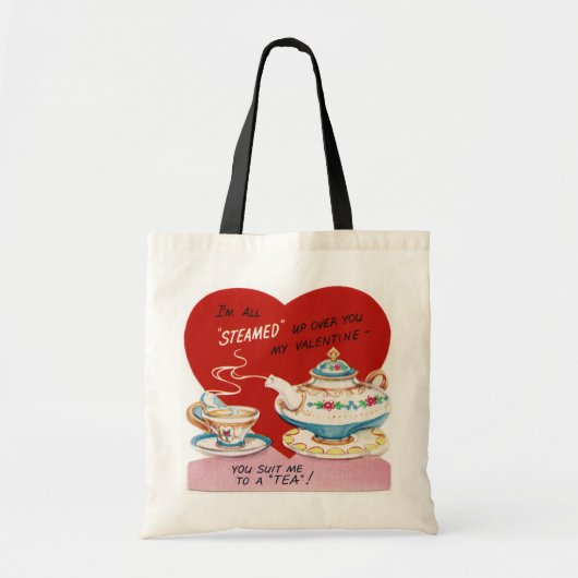 Cute retro Valentijn tea party canvas tas (Voorkant)