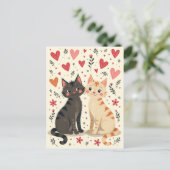 Cute Retro Valentine Cats Briefkaart (Staand voorkant)