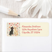 Cute Retro Valentine Cats Etiket (Insitu)