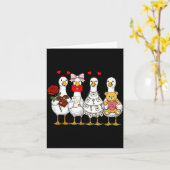 Cute Retro Valentine Silly Gooses Duck Love Couple Kaart (Gele Bloem)