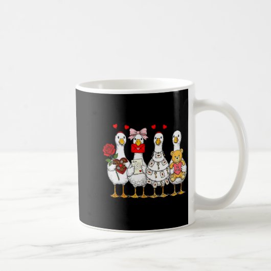 Cute Retro Valentine Silly Gooses Duck Love Couple Koffiemok (Rechts)