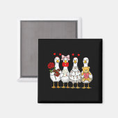 Cute Retro Valentine Silly Gooses Duck Love Couple Magneet (Voorkant / Achterkant)