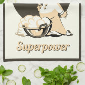 Cute Retro Vintage Beige Brown Boy Baker Theedoek (Gevouwen)