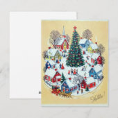 Cute Retro Vintage-kerstdorp Feestdagenkaart (Voorkant / Achterkant)