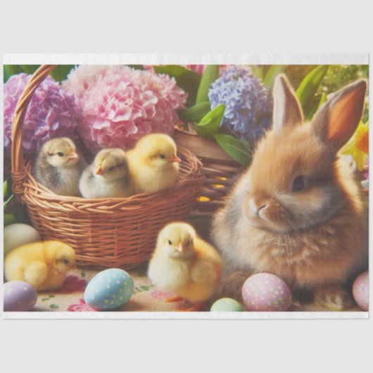 Cute Retro Vintage Paashaas Tissuepapier (Voorkant)
