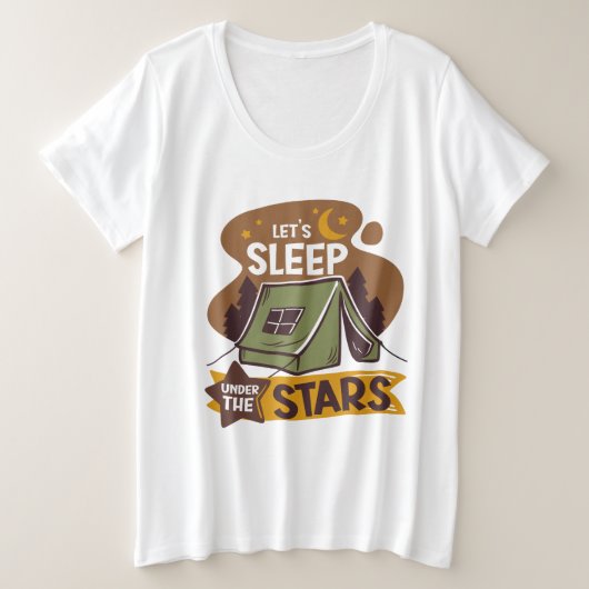 Cute Retro Wanderlust Let's slaap onder de sterren Grote Maat T-shirt (Design voorkant)