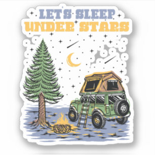 Cute Retro Wanderlust Let's slaap onder de sterren Sticker