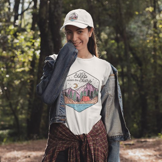 Cute Retro Wanderlust Let's slaap onder de sterren T-shirt