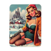 Cute Retro Winter Pin-up Magneet (Verticaal)