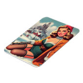 Cute Retro Winter Pin-up Magneet (Linkerzijde)