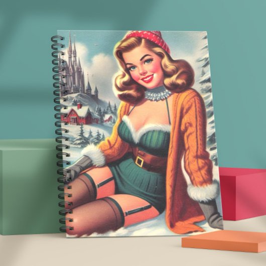 Cute Retro Winter Pin-up Notitieboek