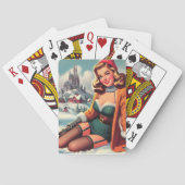 Cute Retro Winter Pin-up Pokerkaarten (Achterkant)