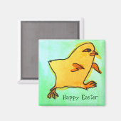 Cute retro yellow Easter chick art magnet (Voorkant / Achterkant)