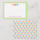 Cute Retro Yellow Pink Blue Daisies Notitiekaartje (Voorkant / Achterkant)