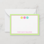 Cute Retro Yellow Pink Blue Daisies Notitiekaartje (Voorkant)