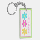 Cute Retro Yellow Pink Blue Daisies Sleutelhanger (Voorkant Links)