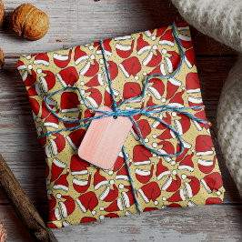 Cute retro yellow santa hat patroon cadeaupapier
