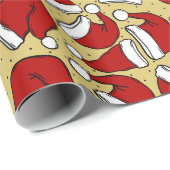 Cute retro yellow  santa hat patroon cadeaupapier (Rol Hoek)