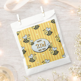 Cute Retro Yellow Striped Bumblebee Birthday Bedankzakje