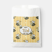 Cute Retro Yellow Striped Bumblebee Birthday Bedankzakje (Voorkant)