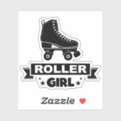 Cute Retro Zwarte Roller Girl Skate Fun Sticker (Vel)