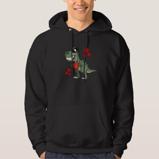 Cute Rex   Dinosaur in Love Hoodie (Voorkant)