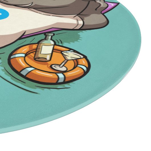 Cute Rhino BBQ Master Relaxed Rhinoceros Cartoon Snijplank (Hoek)