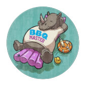 Cute Rhino BBQ Master Relaxed Rhinoceros Cartoon Snijplank (Voorkant)