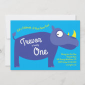 Cute Rhino Kinder 1e verjaardag Rhinoceros Kaart (Voorkant)