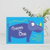 Cute Rhino Kinder 1e verjaardag Rhinoceros Kaart (Staand voorkant)