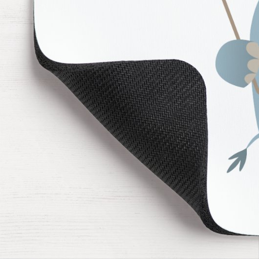 Cute Rhino met Umbrella op Unicycle Mousepad Muismat (Hoek)